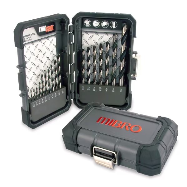 17-Piece High Speed Steel Drill Bit Set for Wood, Plastic and Metals, Mibro, Mfr#: 871140