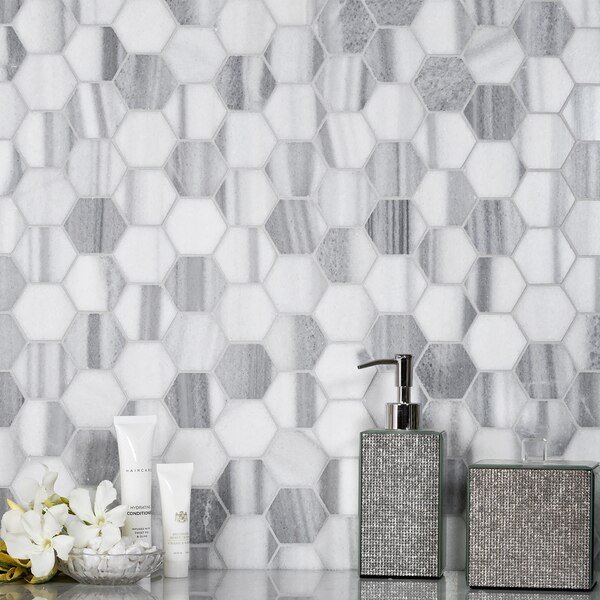 Sample of Equator Hexagon 11.8"x11.8" Marble Mosaic Tile, Apollo Tile, Mfr#: APLMRM99G28EC88 Sample