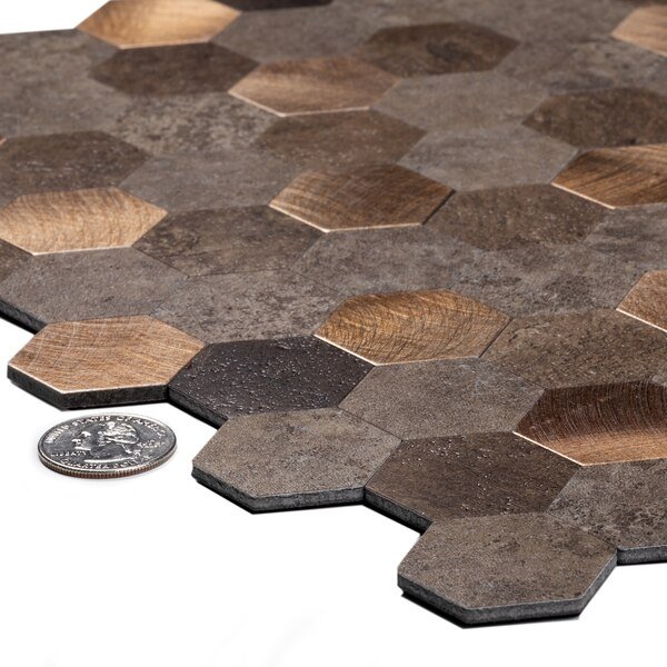 Sample, 1.25" Gold & Beige Hexagon 20 11.25"X11.25" Peel & Stick Tile, Apollo Tile, Mfr#: TCPLST9907 Sample