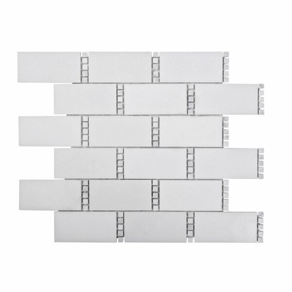 Sample of White Subway With Dots 11.7"x13" Marble Mosaic Tile, Apollo Tile, Mfr#: APLDC99R02EC14 Sample