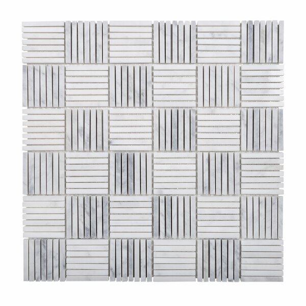 Sample of White Matchsticks 12"x12" Carrara Marble Mosaic Tile, Apollo Tile, Mfr#: APLDC99L01EC12 Sample