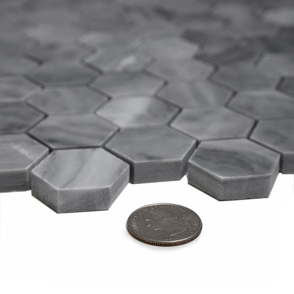 Sample of Bardiglio Hexagon 11.3"x12" Marble Mosaic Tile, Apollo Tile, Mfr#: APLSE99G08EC46 Sample
