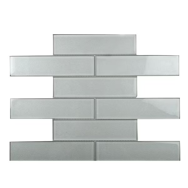 Sample of White Sparkle 2X8 Subway 11.8"x11.8" Glass Mosaic Tile, Apollo Tile, Mfr#: APLC9905EC18 Sample