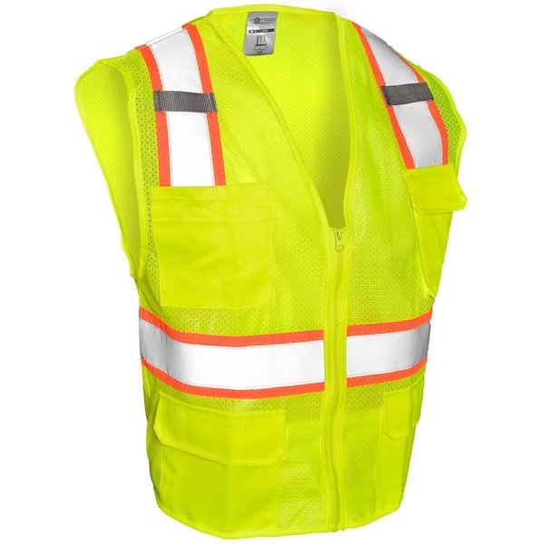 XL, Lime, Class 2, All Mesh Contrast Vest, Kishigo, Mfr#: 1195-XL