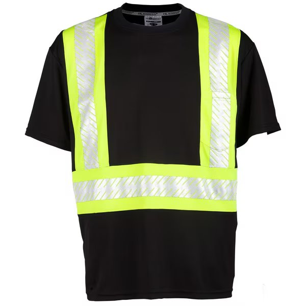 L, Black, Class 1 Enhanced Visibility Contrast T-Shirt, Kishigo, Mfr#: B200-L