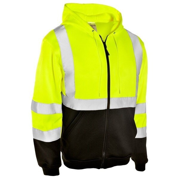 XL, Lime, Class 3, Hoodie Sweatshirt With Zipper, Kishigo, Mfr#: JS102-XL