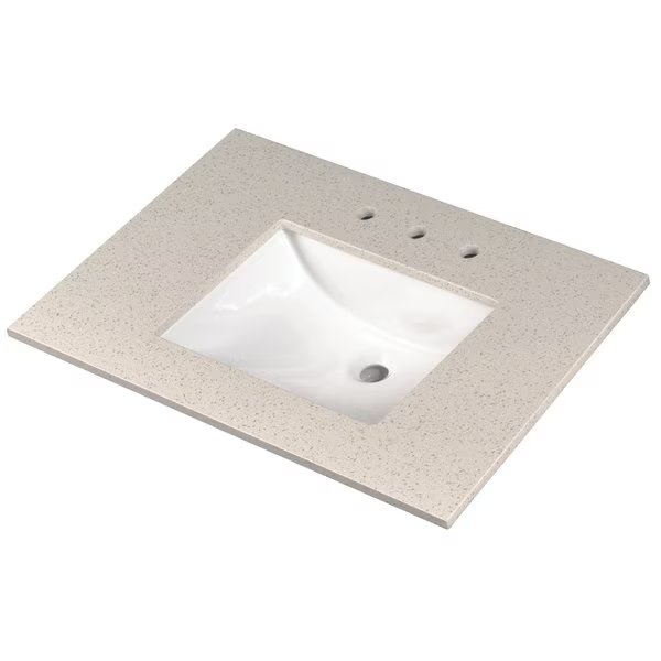 Iced White 37"x22" Engineered Marble Vanity Top, Msi, Mfr#: ZOR-VANS-3722-0014