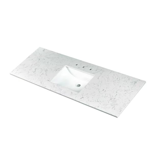 Carrara Sky 61"x22" Engineered Marble Vanity Top, Msi, Mfr#: ZOR-VANS-6122-0008