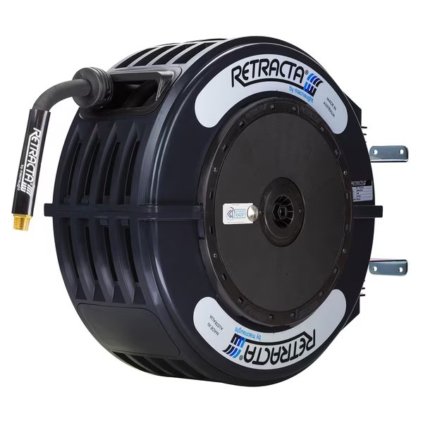 Thermoplastic Heavy Duty Hose Reel Oil Service 1/2 inch x 50 ft 800 PSI RACR Adjustable Speed Control, Macnaught, Mfr#: OMPC450K-02