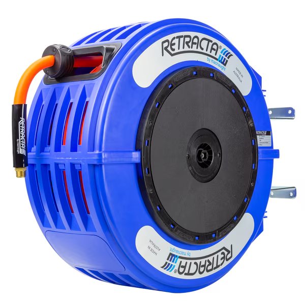 Thermoplastic Heavy Duty Hose Reel Air Water Service 1/2 inch x 65 ft Blue Case, Macnaught, Mfr#: RO465B-02
