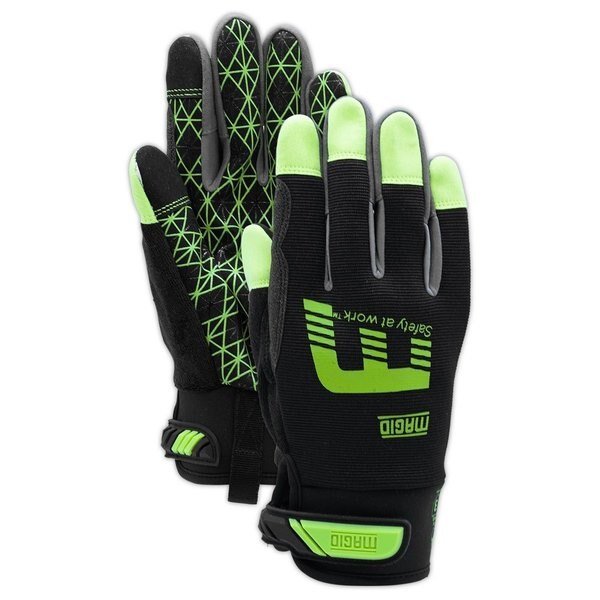 Mechanics Gloves, XL, Black, Magid, Mfr#: MECH444XL