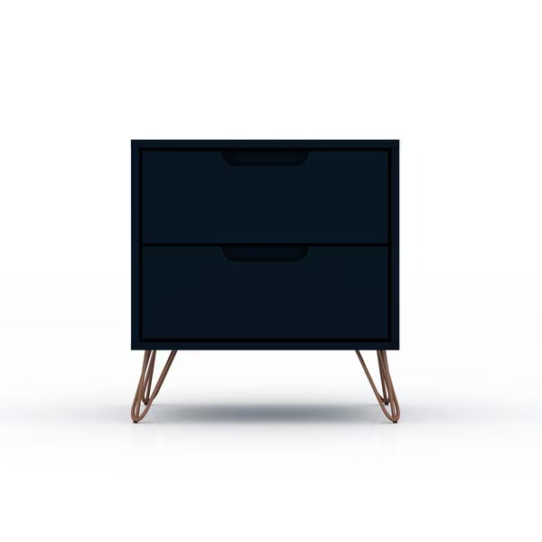 Rockefeller 2.0 Nightstand, Tatiana Midnight Blue, Manhattan Comfort, Mfr#: 102GMC4