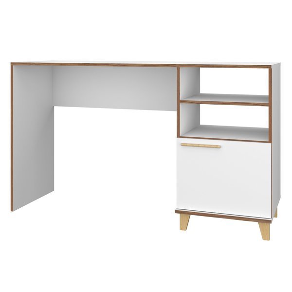 Office Desk, 17.51" D X 53.14" W X 31.1" H, White, MDP, Manhattan Comfort, Mfr#: 136AMC160