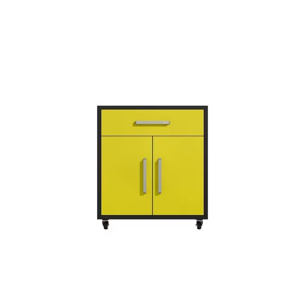 Eiffel 28.35 Mobile Garage Storage Cabinet in Yellow Gloss, Manhattan Comfort, Mfr#: 252BMC84