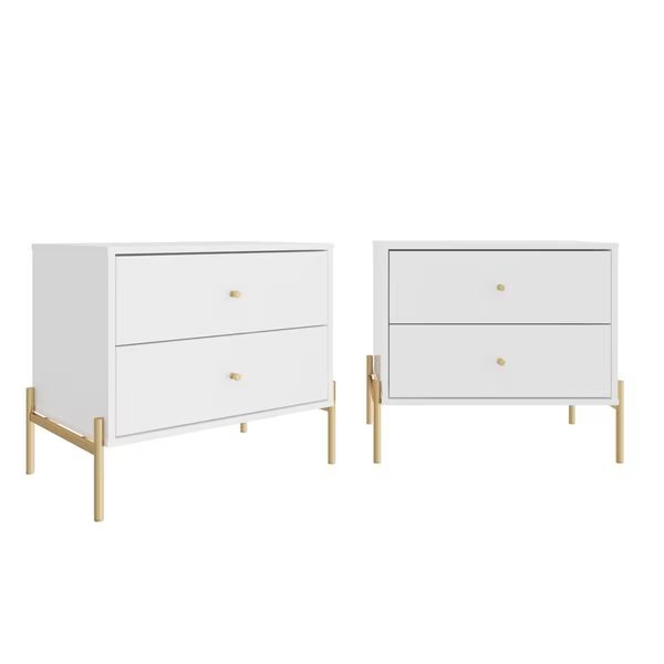 Jasper Nightstand in White Gloss, 2PK, Manhattan Comfort, Mfr#: 2-51351