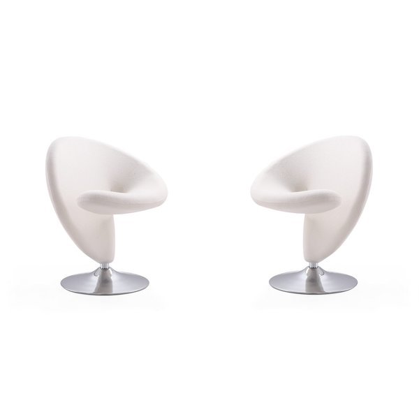 Curl Swivel Accent Chair in Cream and Polished Chrome (Set of 2), Manhattan Comfort, Mfr#: 2-AC040-CR