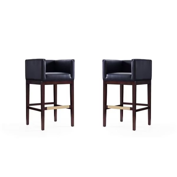 Kingsley Barstool in Black and Dark Walnut (Set of 2), Manhattan Comfort, Mfr#: 2-BS012-BK