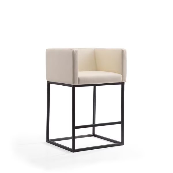 Embassy Counter Stool in Cream and Black, Manhattan Comfort, Mfr#: CS011-CR