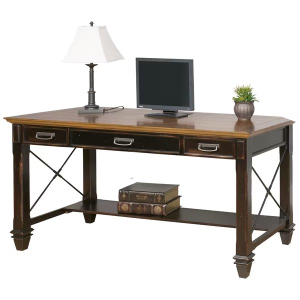 Hartford Writing Desk in Two Tone Distressed Black, Hartford, Mfr#: IMHF384