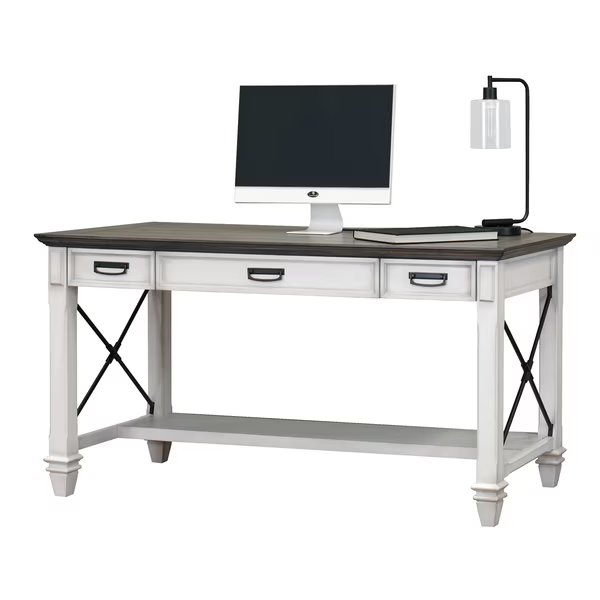 Writing Table, 60" X 31" X 31", solid lumber and veneers Top, Grey, Hartford, Mfr#: IMHF384W