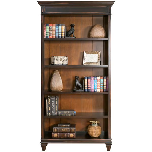 Hartford Bookcase in Two Tone Distressed Black, Hartford, Mfr#: IMHF4078