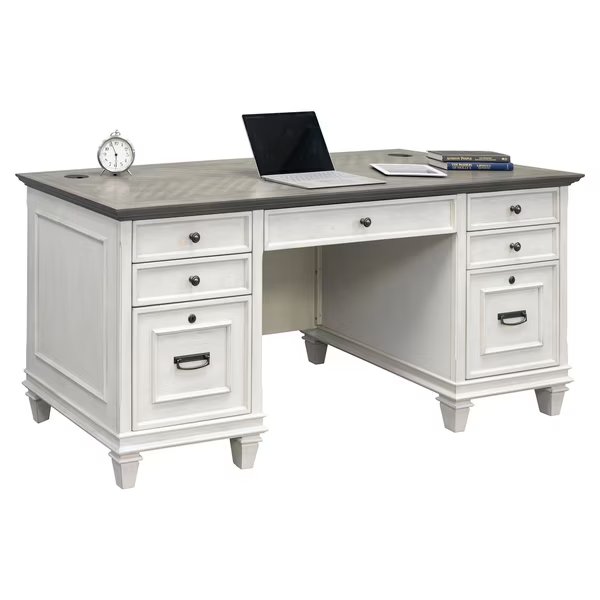 Double Pedestal Desk White, Hartford, Mfr#: IMHF680W