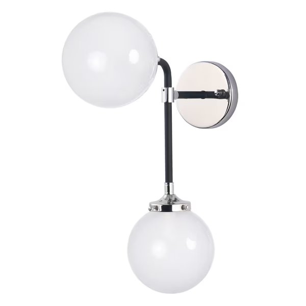 Atom 2-Light 6" Wide Black / Polished Nickel Wall Sconce