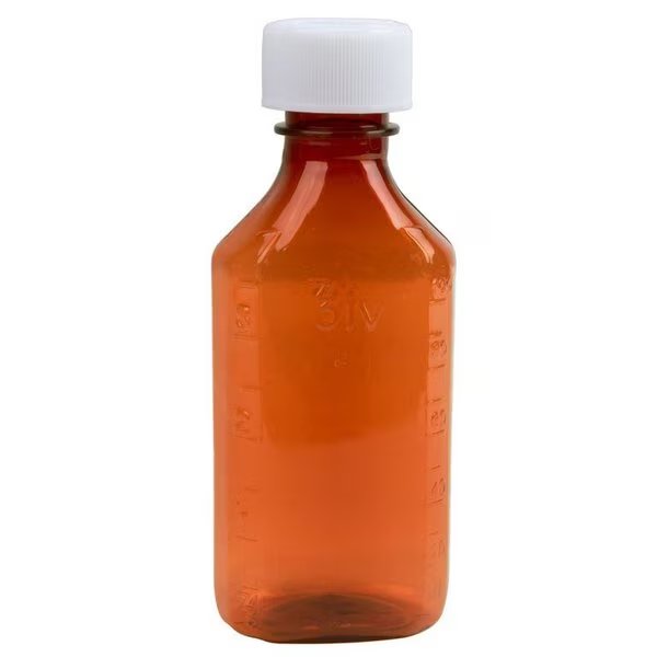 Amber Plastic Graduated Ovals, Twist Off Child Resistant Caps, 4oz Liquid Bottle, 200 Per Case, Oasis, Mfr#: OVAL4