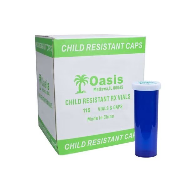 Blue Prescription Vials, 60 Dram, 115 Per Case, Oasis, Mfr#: 60D-B