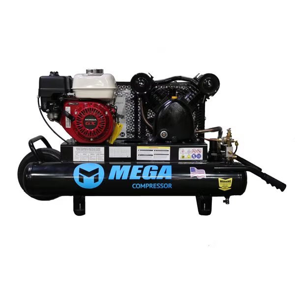 Mega Power Air Compressor, Honda GX160, 10 gal Wheeled 13.8 CFM@90 PSI, Mega Compressor, Mfr#: MP-5510G