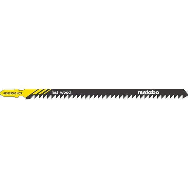 JIGSAW BLADE - HCS 6" 6 tpi  Hardwood, softwood up to 5 1/4" in., chip-board, block-board 5/PK, Metabo, Mfr#: 623603000