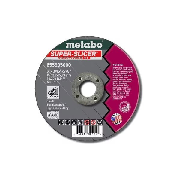 Cutting Wheel 4" x .040" x 3/8" - A60XP Super Slicer, Metabo, Mfr#: 655452000