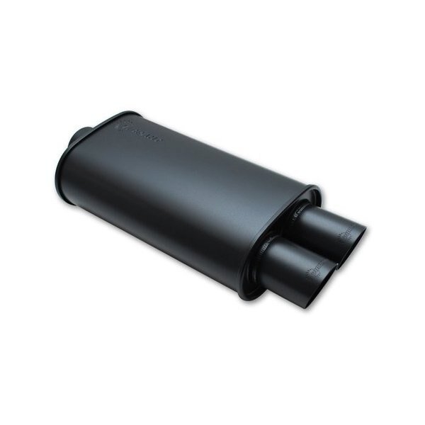 STREETPOWER FLAT BLACK OVAL MUFFLER WITH DUAL TIPS (2.5IN INLET), Vibrant Performance, Mfr#: 1148