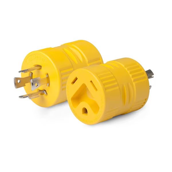RV GENERATOR ADAPTER 20A LOCKING PLUG (4-PRONG) TO 30A RV CONNECTOR, Marinco, Mfr#: 128A