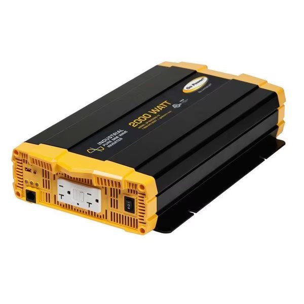 Power Inverter, Pure Sine Wave, 3,500 W Peak, 2,000 W Continuous, 2 Outlets, Go Power!, Mfr#: 78156