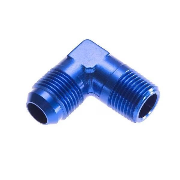 -06 90 DEGREE MALE ADAPTER TO -06 (3/8") NPT MALE - BLUE, Red Horse Performance, Mfr#: 822-06-06-1