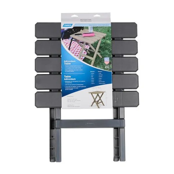 TABLE, ADIRONDACK STYLE QUICK FOLDING, PLASTIC, LG, CHARCOAL, Camco, Mfr#: 51885