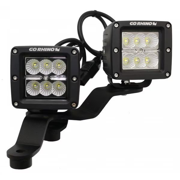 18-C WRANGLER WINDSHIELD COWL MOUNT KIT FOR TWO(2) 3IN CUBE LED LIGHTS, Go Rhino, Mfr#: 730231T