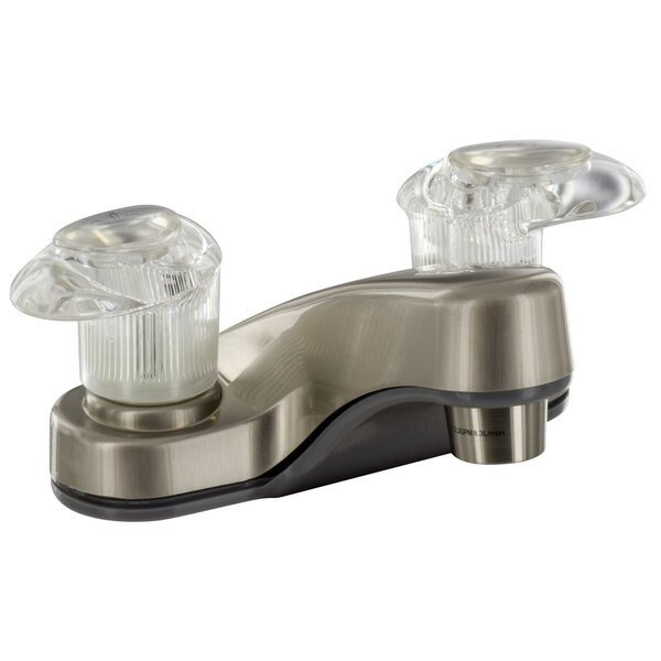 BATHROOM FAUCET, 4IN, 2 LEVER, 1/4 TURN, PLASTIC, BRUSHED NICKEL, Valterra, Mfr#: PF222401