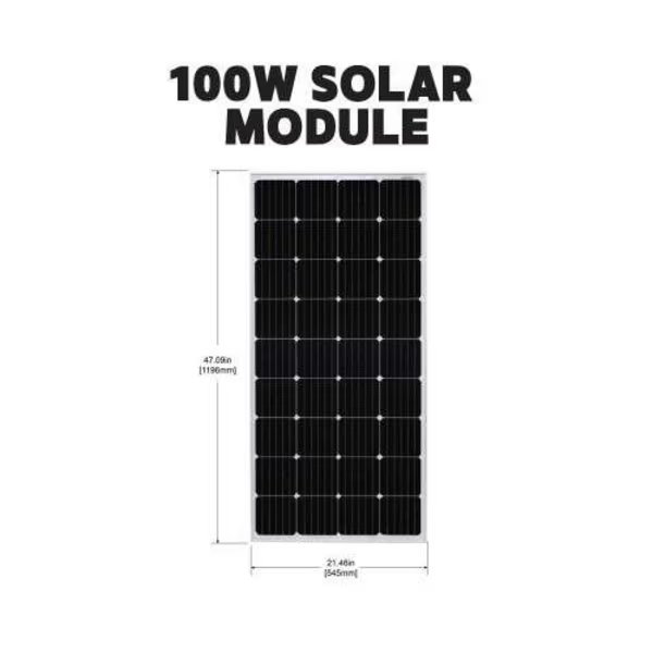 Monocrystalline Solar Panel Kit, 100 W, 18.4V DC, 5.43 A, Go Power!, Mfr#: 78220