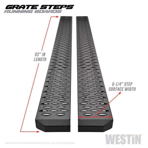 TEXTURED BLACK RUNNING BOARDS 83 INCHES TEXTURED BLACK GRATE STEPS RUNNING BOARD (BRKT SOLD SEP), Westin Automotive, Mfr#: 27-74765