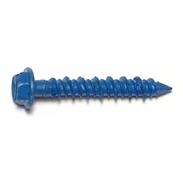 Tapcon Concrete Screw, 3/16" Dia., Hex, 1-1/4" L, Steel Blue Ruspert, 100 PK, Red Head, Mfr#: 08109