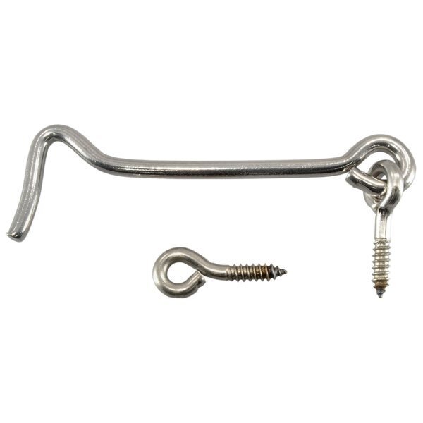 3/16" x 11/64" x 4" 18-8 Stainless Steel Gate Hooks & Eyes 4PK, Midwest Fastener, Mfr#: 32646