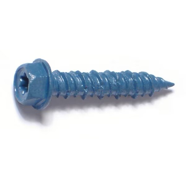 Masonry Screw, 1/4" Dia., Hex, 1 1/4 in L, Steel Blue Ruspert, 100 PK, Torquemaster, Mfr#: 51212