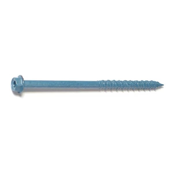 Masonry Screw, 1/4" Dia., Hex, 4 in L, Steel Blue Ruspert, 100 PK, Torquemaster, Mfr#: 51217