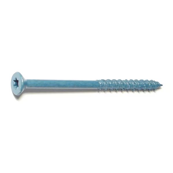 Masonry Screw, 1/4" Dia., Flat, 4 in L, Steel Blue Ruspert, 100 PK, Torquemaster, Mfr#: 51232
