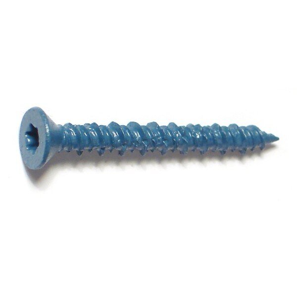 Masonry Screw, 3/16" Dia., Flat, 1 3/4 in L, Steel Blue Ruspert, 100 PK, Torquemaster, Mfr#: 54240
