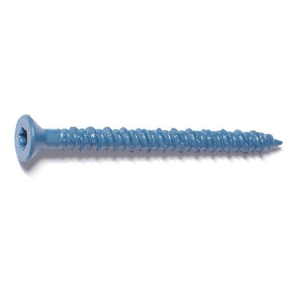 Masonry Screw, 3/16" Dia., Flat, 2 1/4 in L, Steel Blue Ruspert, 100 PK, Torquemaster, Mfr#: 54241