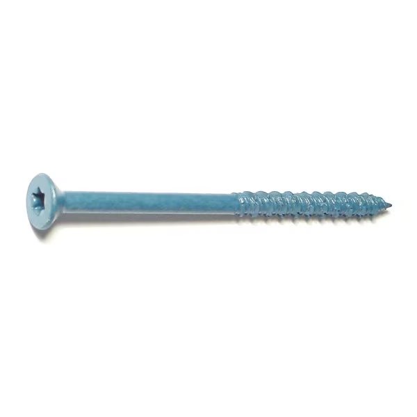 Masonry Screw, 1/4" Dia., Flat, 4 in L, Steel Blue Ruspert, 100 PK, Torquemaster, Mfr#: 54252