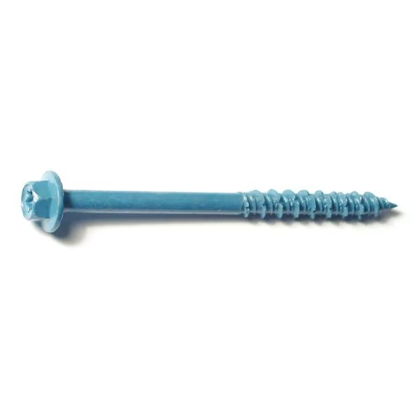 Masonry Screw, 5/16" Dia., Hex, 4 in L, Steel Blue Ruspert, 50 PK, Torquemaster, Mfr#: 54278